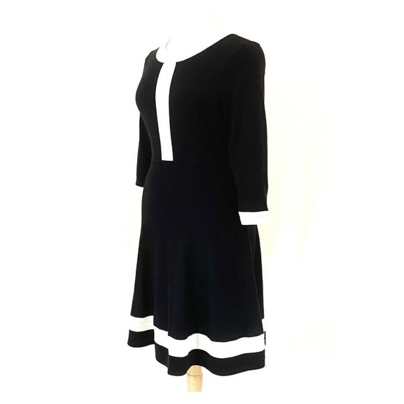 Talbots Sweater Knit Contrast Trim Flare Dress - Picture 4 of 8